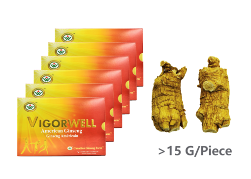 Vigorwell 4-Year Jumbo Short-Chunky American Ginseng (6 Boxes 3LB/1,362G/48OZ)